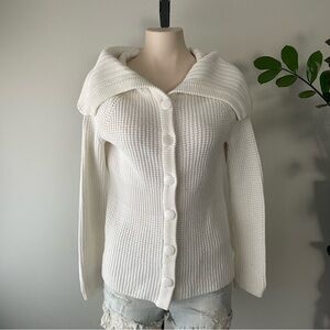 Unlisted Shawl Collar Waffle Knit Button Down Cardigan Sweater White Size Medium